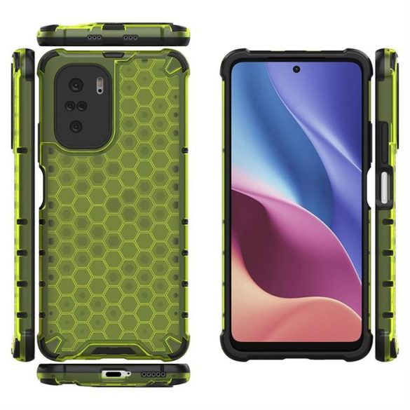 Honeycomb tok Páncél telefontok TPU Bumper Xiaomi redmi K40 Pro + / K40 Pro / K40 / Poco F3 zöld