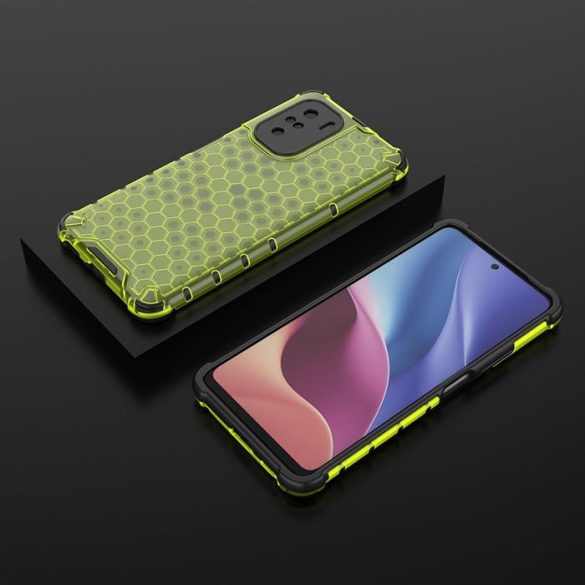 Honeycomb tok Páncél telefontok TPU Bumper Xiaomi redmi K40 Pro + / K40 Pro / K40 / Poco F3 zöld