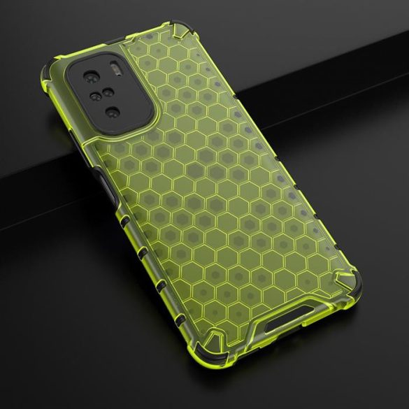 Honeycomb tok Páncél telefontok TPU Bumper Xiaomi redmi K40 Pro + / K40 Pro / K40 / Poco F3 zöld