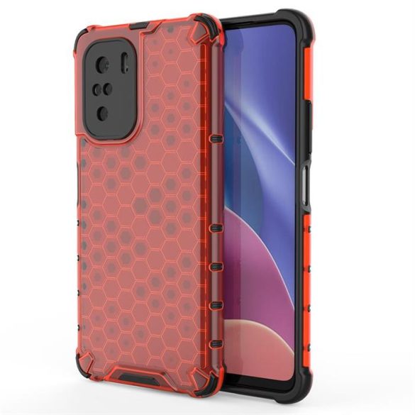 Honeycomb tok Páncél telefontok TPU Bumper Xiaomi redmi K40 Pro + / K40 Pro / K40 / Poco F3 piros