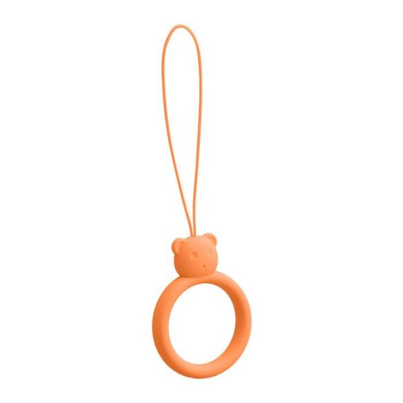 Szilikon nyaklánc egy telefonos medve gyűrűjén egy Sleve narancssárga