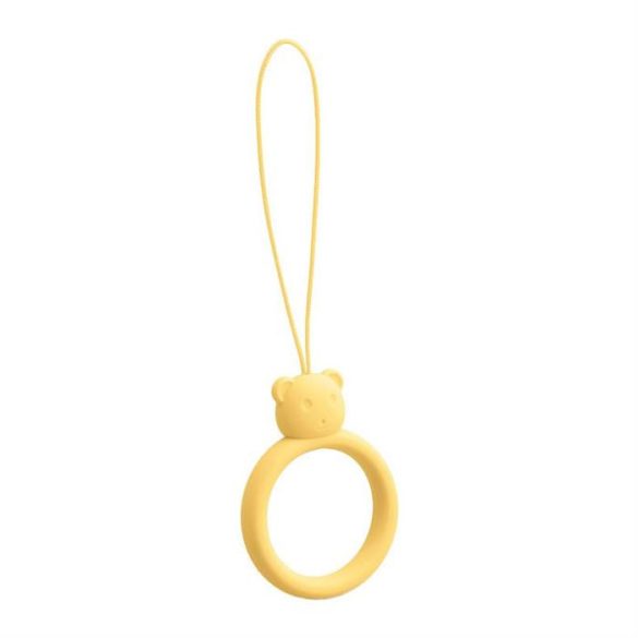 Szilikon nyaklánc egy telefonos medve gyűrűjéhez ujjal sárga