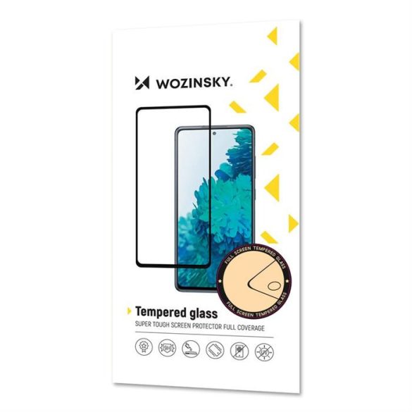 Wozinsky edzett üveg Teljes ragasztó szuper kemény képernyővédő teljes fedett tokbarát Samsung Galaxy A22 4G fekete üvegfólia