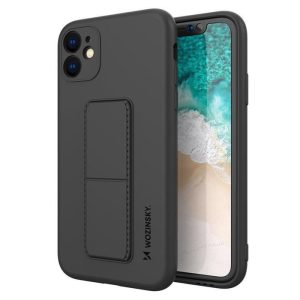 Wozinsky kitámasztható tok Flexible Silicone telefontok egy stand iPhone 11 Pro Black