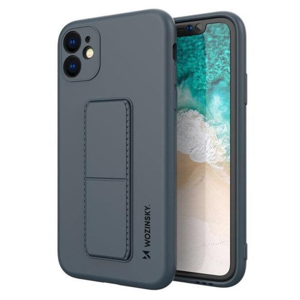 Wozinsky kitámasztható tok Flexible Silicone telefontok egy állvány iPhone 11 Pro Navy Blue