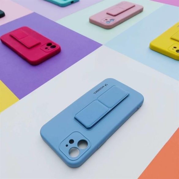 Wozinsky kitámasztható tok Flexible Silicone telefontok egy stand iPhone 12 Mini Navy Blue