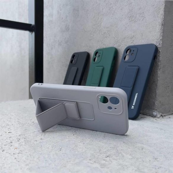 Wozinsky kitámasztható tok Flexible Silicone telefontok egy stand iPhone 12 Pro Black