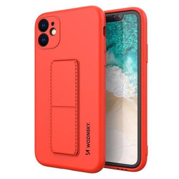 Wozinsky kitámasztható tok Flexible Silicone telefontok egy Stand Iphone 12 Pro Red
