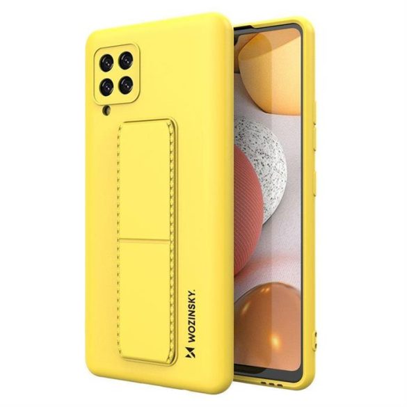Wozinsky kitámasztható tok Flexible Silicone telefontok Samsung Galaxy A42 5G sárga