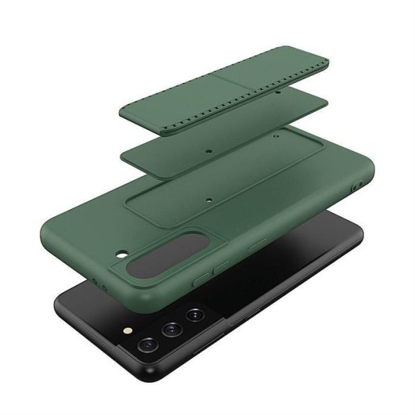 Wozinsky kitámasztható tok Flexible Silicone telefontok Samsung Galaxy S21 + 5G (S21 Plus 5G) sötétzöld