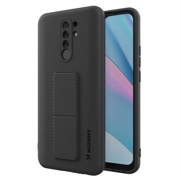 Wozinsky kitámasztható tok Flexible Silicone telefontok Xiaomi Redmi 9 Black