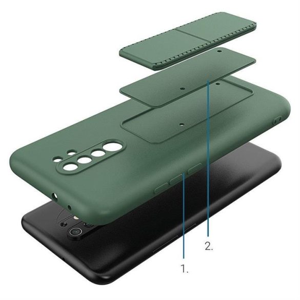 Wozinsky kitámasztható tok Flexible Silicone telefontok Xiaomi Redmi 9 Black