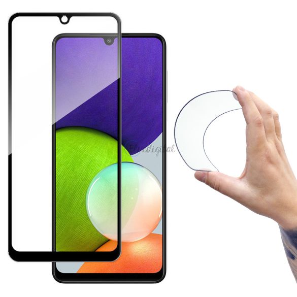 Wozinsky Teljes képernyős Flexi Nano üveg hybrid képernyővédője Samsung Galaxy A22 4G fekete kerettel