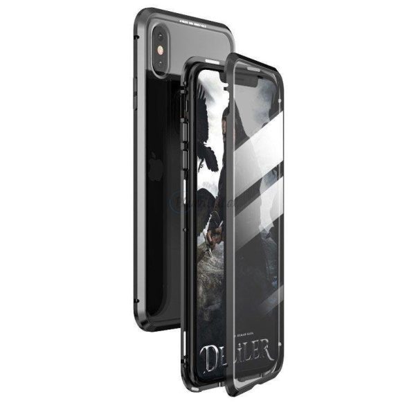 Wozinsky teljes mágneses tok teljes test elülső és hátsó telefontok beépített üveggel Samsung Galaxy A72 4G fekete átlátszó