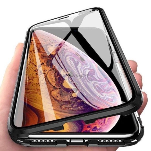 Wozinsky teljes mágneses tok teljes test elülső és hátsó telefontok beépített üveggel Samsung Galaxy A72 4G fekete átlátszó