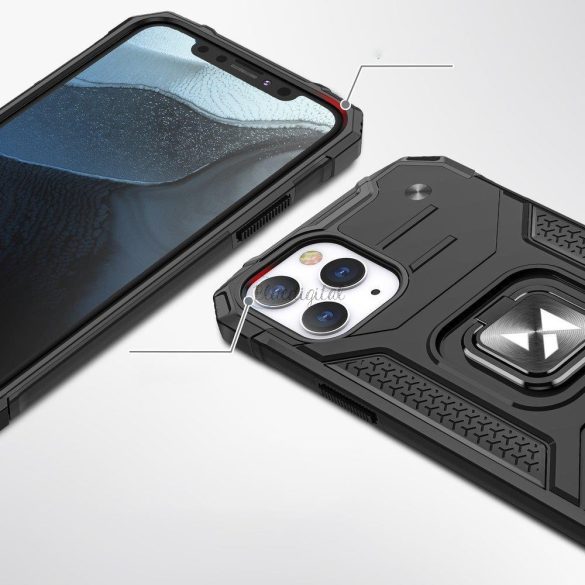 Wozinsky Ring Armor tok kitámasztható Tough ütésálló tok iPhone 13 Mini fekete