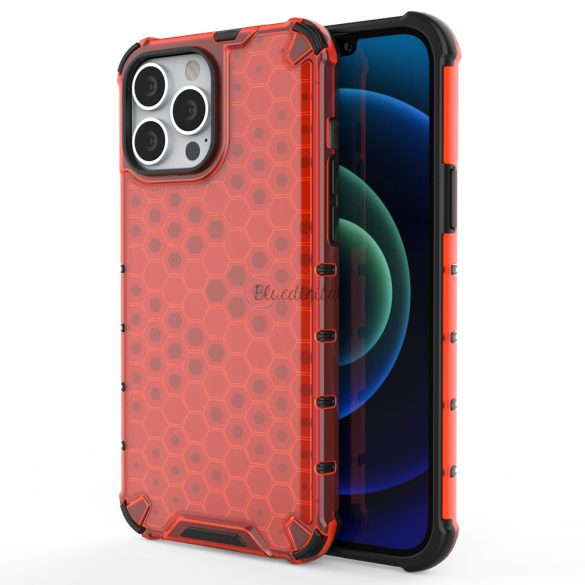 Honeycomb tok ütésálló telefontok TPU Bumper iPhone 13 Pro Max piros