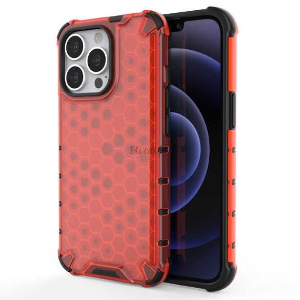 Honeycomb tok ütésálló telefontok TPU Bumper iPhone 13 Pro piros