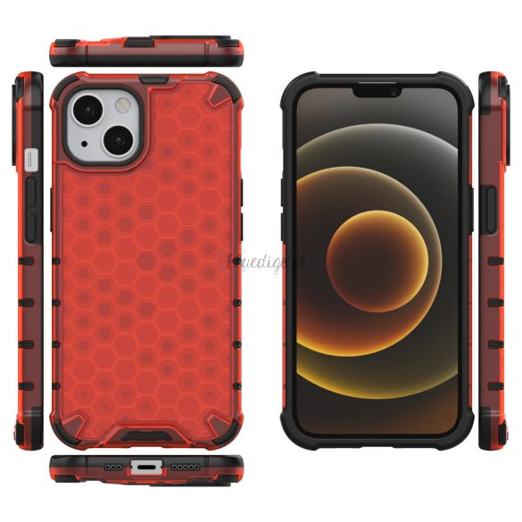 Honeycomb tok Páncéltelefontok a TPU Bumper iPhone 13 piros