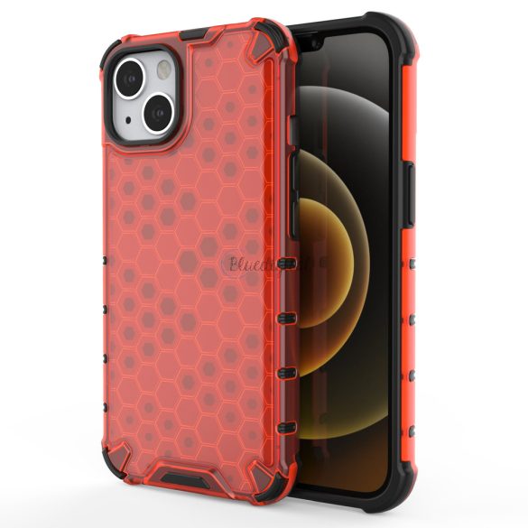 Honeycomb tok Páncéltelefontok a TPU Bumper iPhone 13 piros
