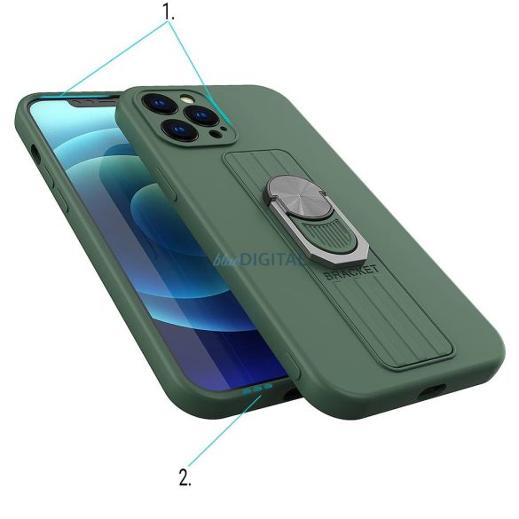 Ring Case szilikon tok kitámasztóval iPhone 11 Pro sötétzöld