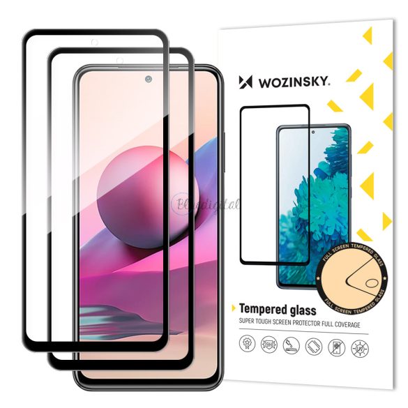 Wozinsky 2x edzett üveg teljes felületen ragasztós szuper kemény képernyővédő teljes fedett keretes tokbarát Xiaomi Redmi Note 10 / Redmi Note 10S / REDMI Note 11 GLOBAL / REDMI NOTE 11S GLOBAL fekete