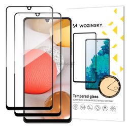   Wozinsky 2x edzett üveg teljes felületen ragasztós szuper kemény képernyővédő teljes keretes tokbarát Samsung Galaxy A42 5G fekete