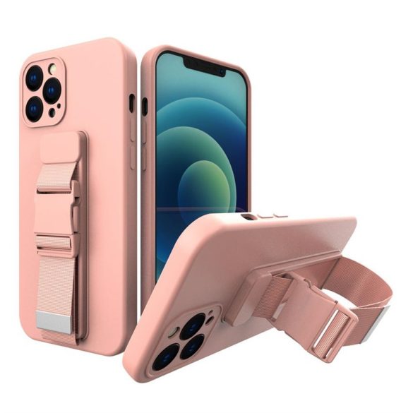 Kötél tok Gel TPU légzsák telefontok lanyardhoz iPhone SE 2022 / SE 2020 / iPhone 8 / iPhone 7 Rózsaszín