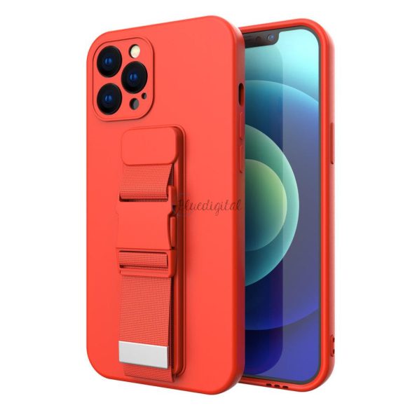 Kötél tok Gel TPU légzsák telefontok lanyardhoz iPhone 8 Plus / iPhone 7 Plus Red