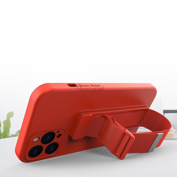 Kötél tok Gel TPU légzsák telefontok lanyardhoz iPhone 8 Plus / iPhone 7 Plus Red