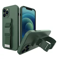   Kötél tok Gel TPU légzsák telefontok iPhone 12 Pro Sötétzöld
