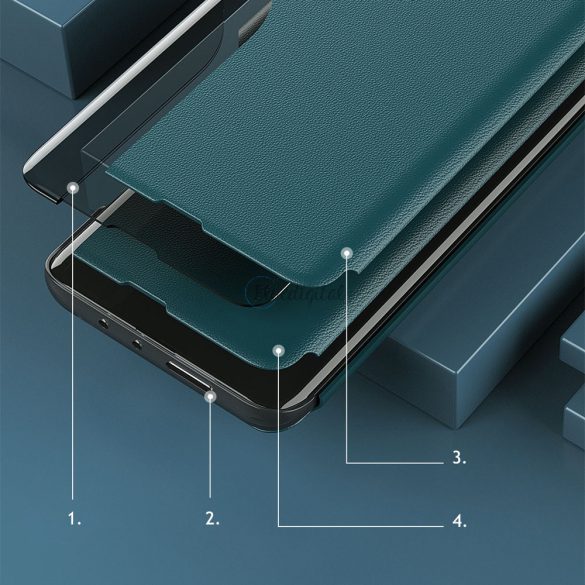 Eco Leather View tok Elegáns flipes kihajtható tok kitámasztóval Samsung Galaxy A22 4G kék