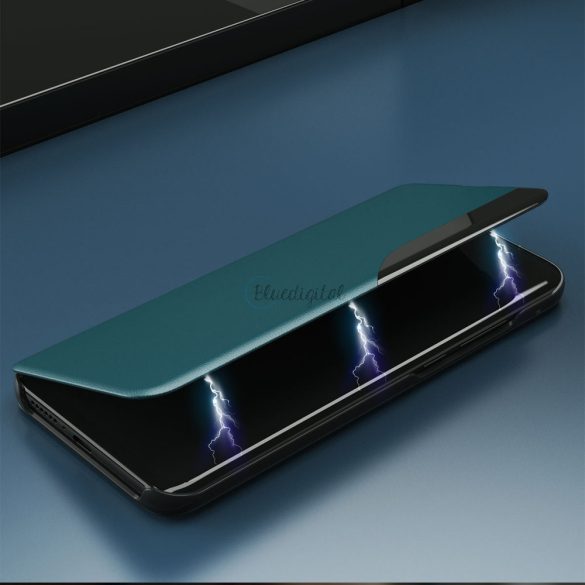 Eco Leather View tok Elegáns flipes kihajtható tok tok, a kitámasztóval Samsung Galaxy A22 4G zöld