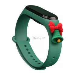   Karácsonyi csereszíj Xiaomi Mi Band 4 / Mi Band 3 sötétzöld (harang)