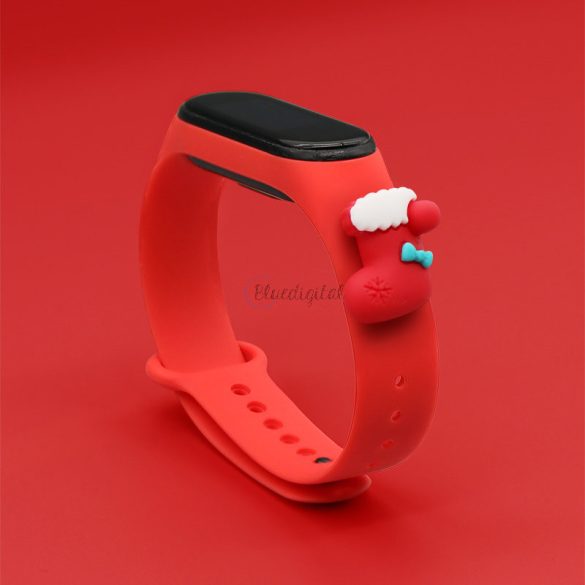 Karácsonyi csereszíj Xiaomi Mi Band 4 / Mi Band 3 piros (zokni)