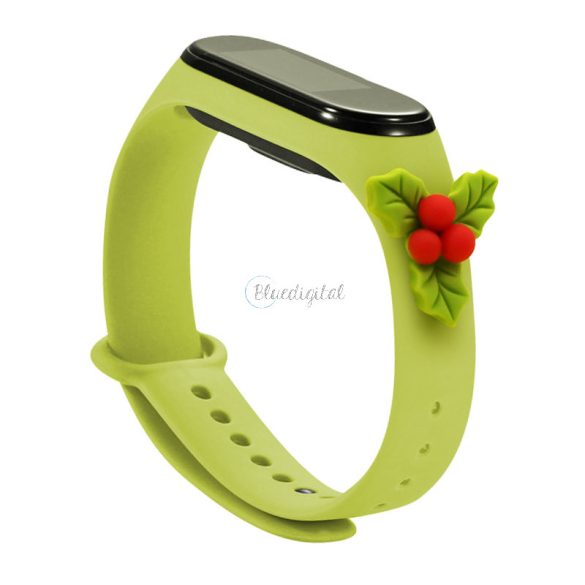 Strap XMAS csereszíj Xiaomi Mi Band 6 / Mi Band 5 Karácsonyi ünnepek zöld (fagyöngy) tok