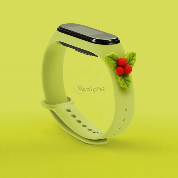 Strap XMAS csereszíj Xiaomi Mi Band 6 / Mi Band 5 Karácsonyi ünnepek zöld (fagyöngy) tok