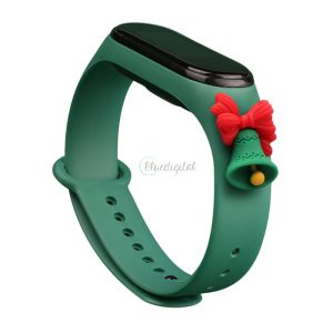 Strap Xmas okosóra csereszíj xiaomi Mi Band 6 / Mi Band 5 karácsonyi ünnepek sötét (zöld csengő) tok