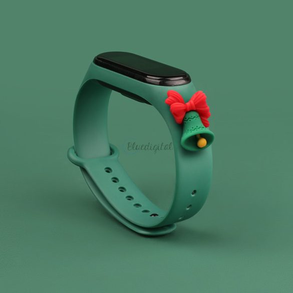 Strap Xmas okosóra csereszíj xiaomi Mi Band 6 / Mi Band 5 karácsonyi ünnepek sötét (zöld csengő) tok