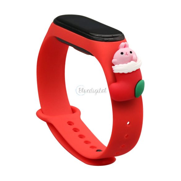 Strap Xmas csereszíj Xiaomi Mi Band 6 / Mi Band 5 karácsonyi ünnepek piros (Santa 1) tok