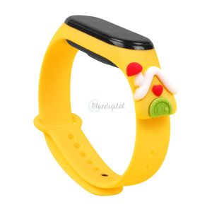 Strap Xmas Opaska do Xiaomi Mi Band 6 / Mi Band 5 Świąteczny Silikonowy Pasek Bransoletka żółty (Domek) tok