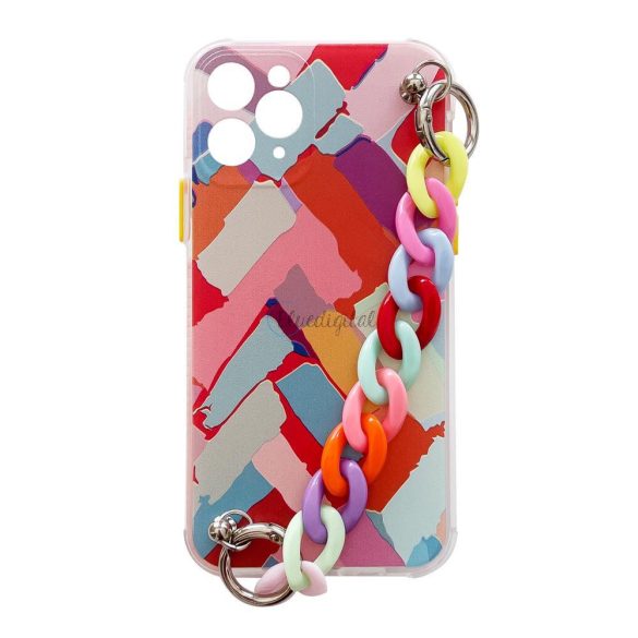 Rugalmas szilikon telefontok színes lánccal Samsung Galaxy A42 5G Multicolour (3) lánc medáljával