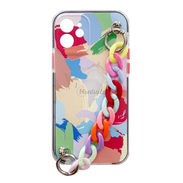 Rugalmas szilikon telefontok színes lánccal iPhone 13 Mini Minicolour (4)