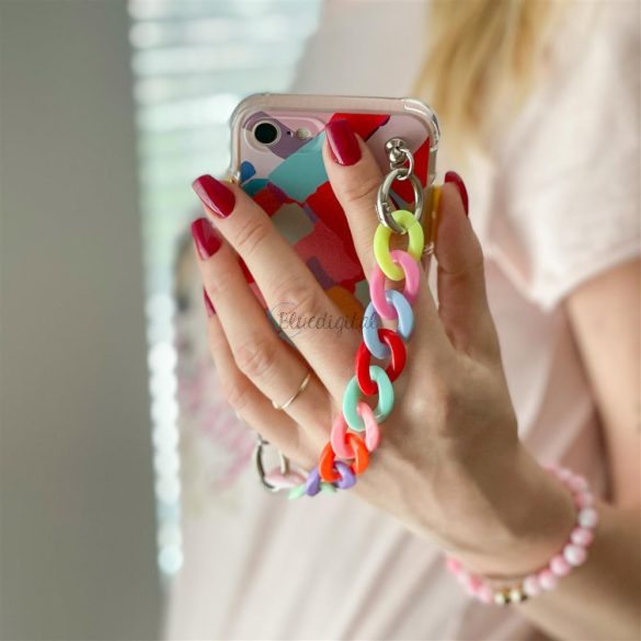 Rugalmas szilikon telefontok színes lánccal iPhone 13 Mini Minicolour (4)