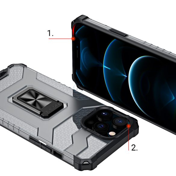 Crystal Ring tok kitámasztható Kemény tok iPhone 12 Pro Max kék