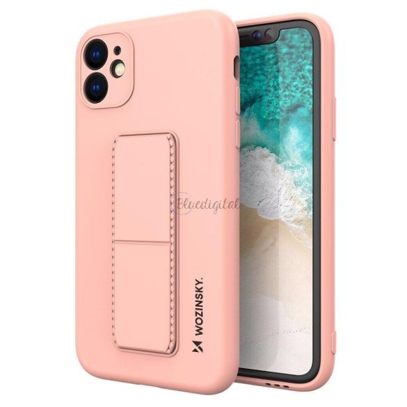 Wozinsky kitámasztható tok Flexible Silicone telefontok Stand Samsung Galaxy A22 4G Rózsaszín