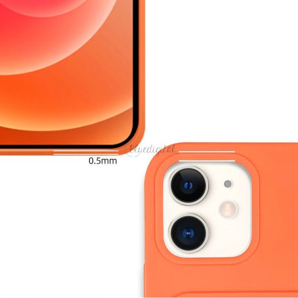 Szilikon tok bankkártyatartóval iPhone 12 Pro max narancssárga