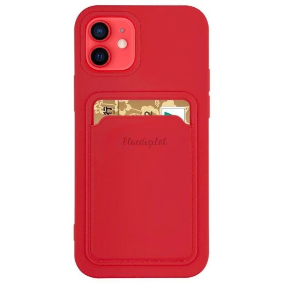 Szilikon tok bankkártyatartóval iPhone 13 mini piros