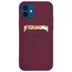  Szilikon tok bankkártyatartóval Samsung Galaxy A42 5G bordó