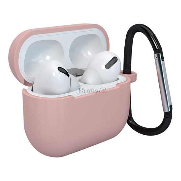 Apple AirPods 3 puha szilikon fülhallgatók tok karabinerrel rózsaszín (tok D)
